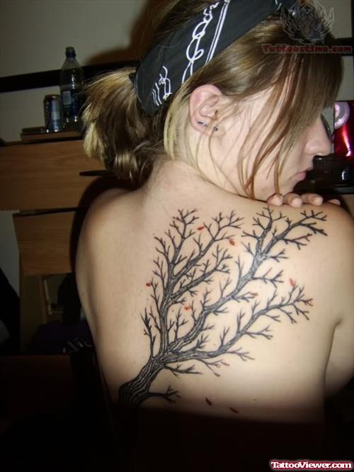 Upper Back Tree Tattoo For Girls