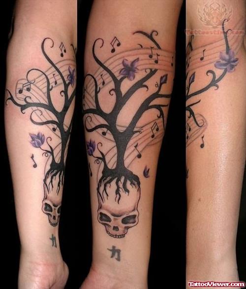 Skull And Tree Tattoos