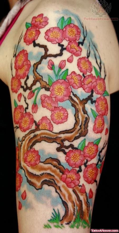 Cherry Blossom Web Tattoo