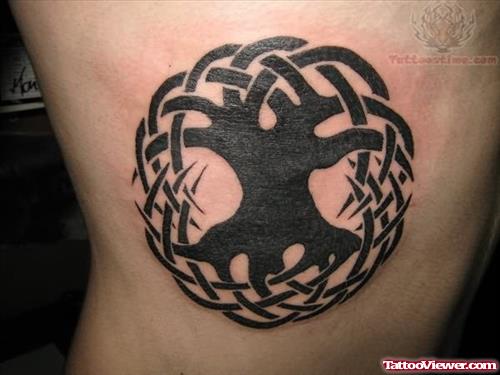 Celtic Tree Tattoo On Rib