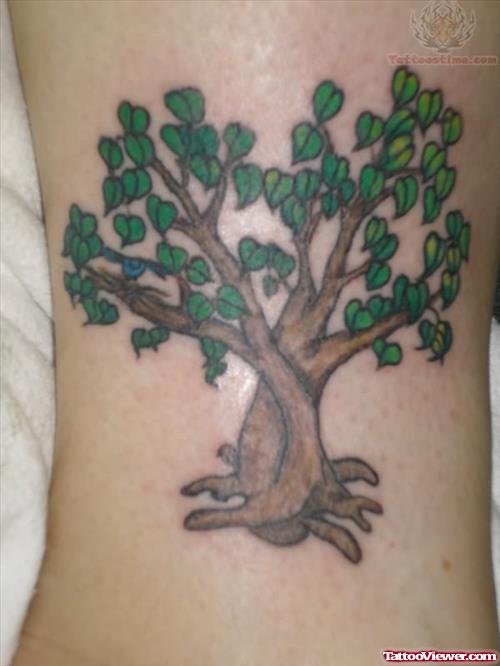 Green Ink Tree Tattoo