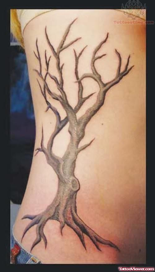 Cute Tree Tattoo On Rib