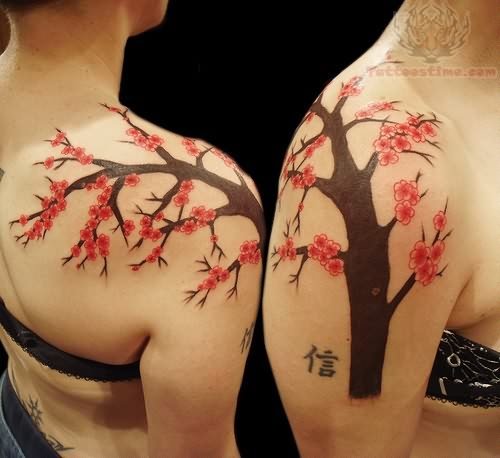 Red Leaves Tree Tattoo
