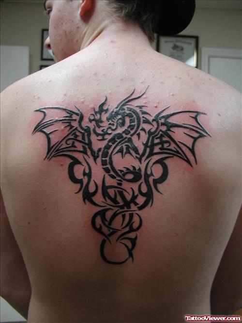 Tribal Dragon Tattoo On Back Body