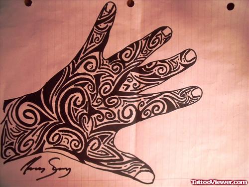 Tribal Hand Tattoo Design