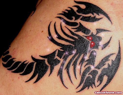 Black Ink Tribal Scorpion Tattoo