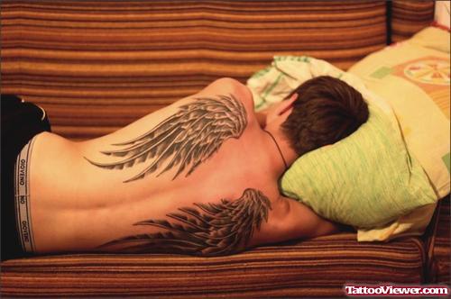 Tribal Wings Tattoos On Back Body