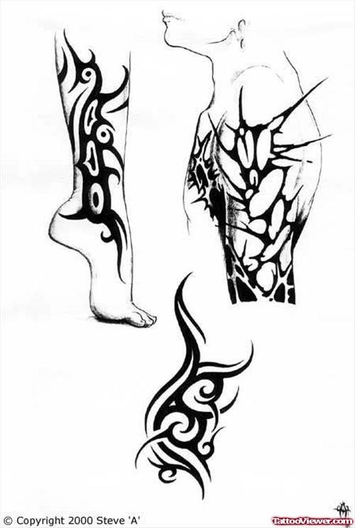 Tribal Tattoos Designs For Shoulder and Leg