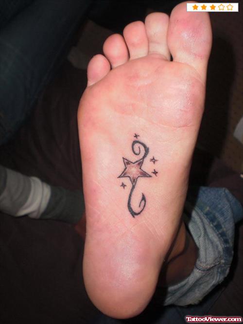 Tribal Star Tattoo Under Foot