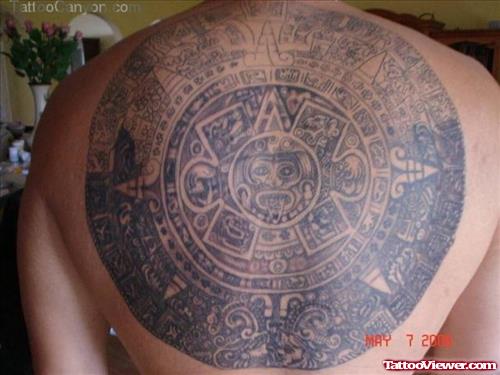 Tribal Aztec Tattoo On Full Back