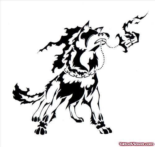 Tribal Angry Wolf Tattoo Design