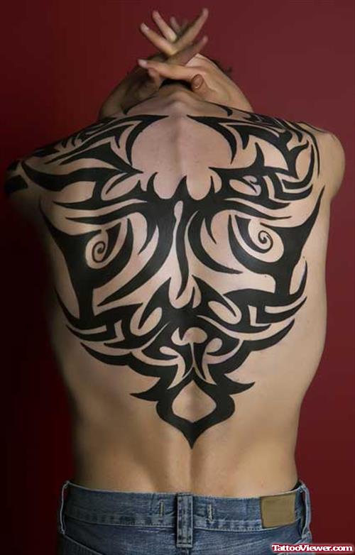 Back Body Black Ink Tribal Tattoo