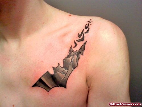 Tribal Flying Bats Tattoo On Man Chest