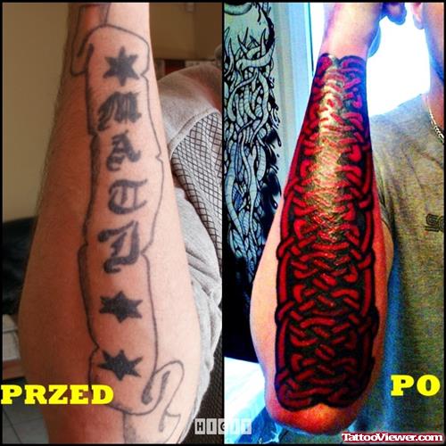Amazing Black Ink Tribal Tattoo On Right Sleeve