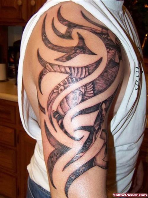 Tribal Right Sleeve Tattoo For Men
