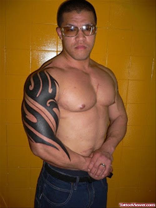 Tribal Right Half Sleeve Tattoo For Men