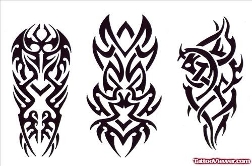 Amazing Black Ink Tribal Tattoos Designs