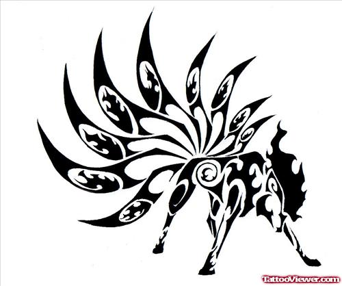 Tribal Wolf Animal Tattoo Design