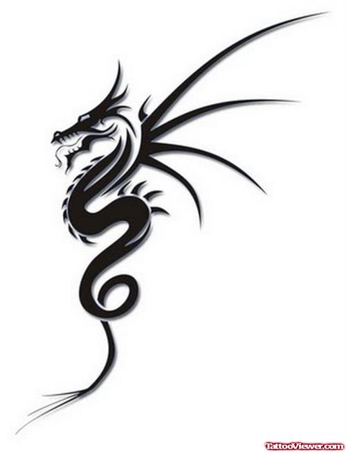 Black Dragon Tribal Tattoo Design