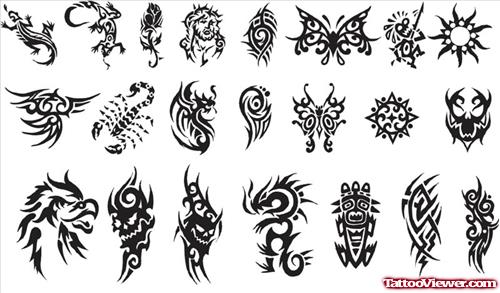 Tribal Animal And Birds Tattoos Designs