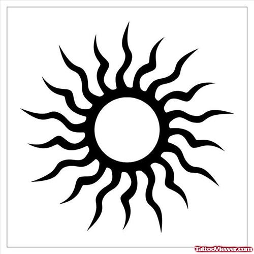 Black Tribal Sun Tattoo Design