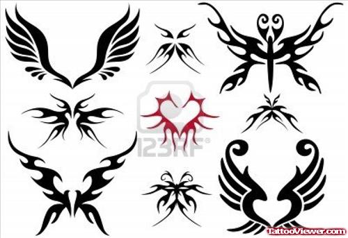 Black Ink Tribal Tattoos Designs
