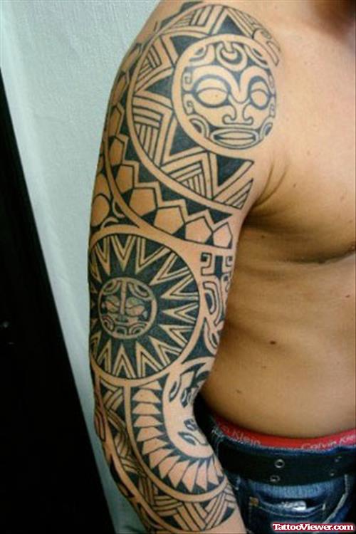 Right Sleeve Maori Tribal Tattoo