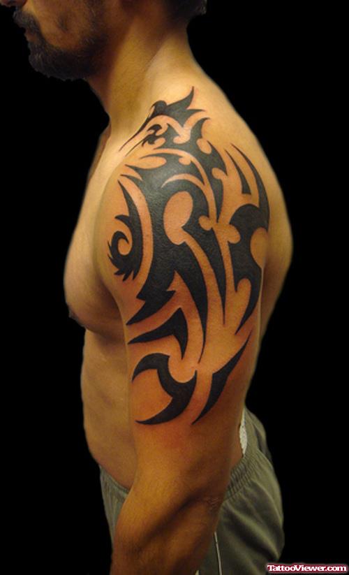 Left Shoulder Tribal Tattoo For Men