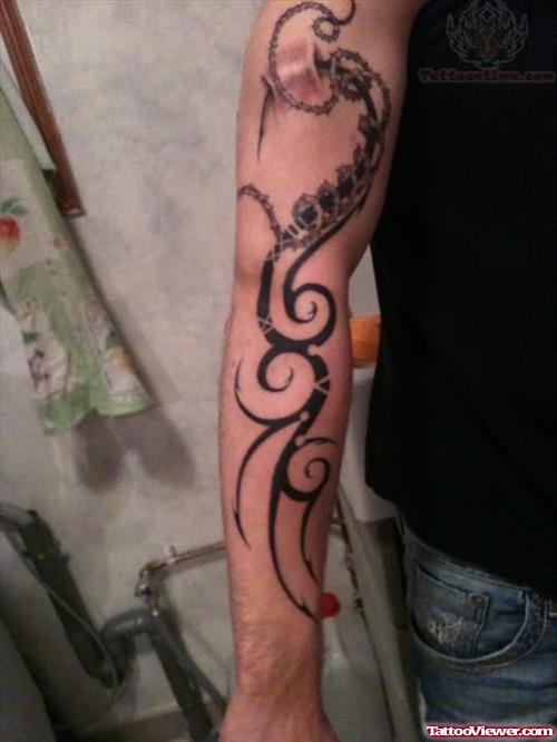 Tribal Tattoo On Boy Arm