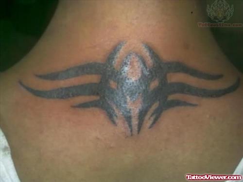Awesome Tribal Tattoo On Back Neck