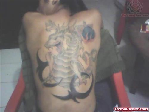 Dragon And Tribal Tattoo On Full Back