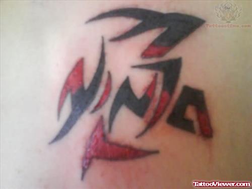 Black And Red Ink Tribal Tattoo