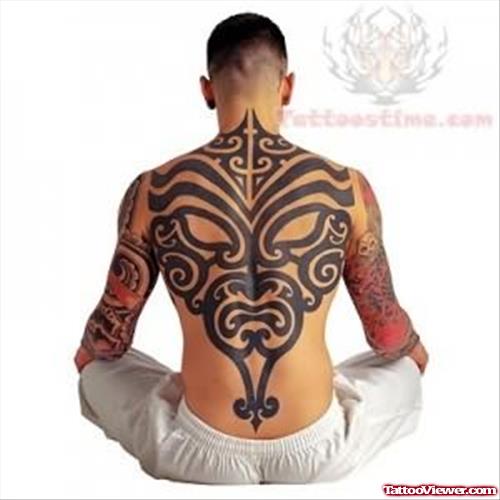 Tribal Tattoo on Man Back