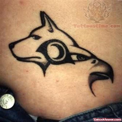 Tribal Dog Tattoo On Waist