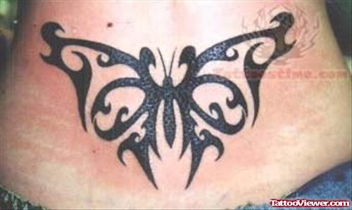 Butterfly Shaped Tribal Tattoo