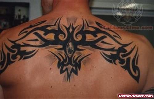 Black Tribal Tattoo On Back
