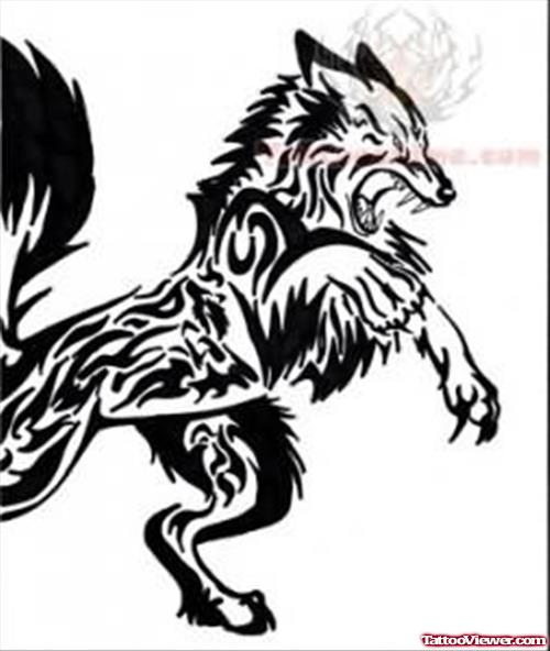 Wolf Tribal Tattoo Design