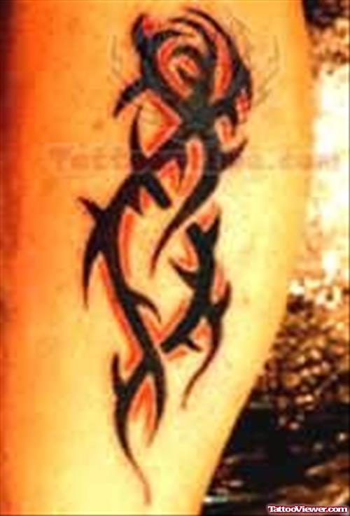 Red Outlined Tribal Tattoo