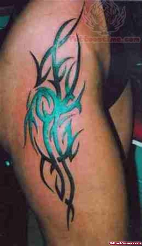 Shining Green Tribal Tattoo