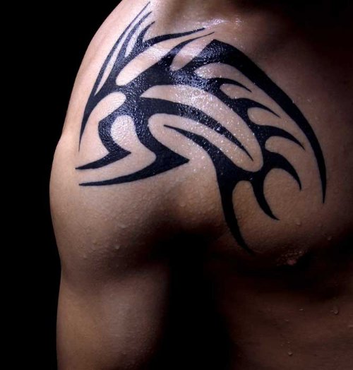 Shoulder Balck Ink Tribal Tattoos