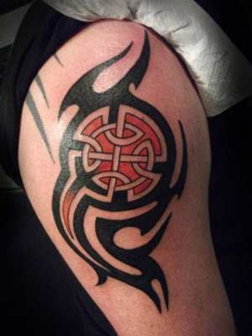 Celtic And Tribal Tattoo On Right shoulder