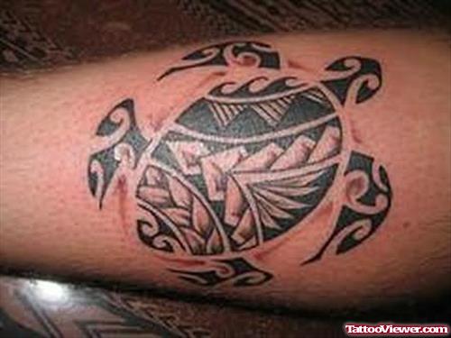 Stylish Turtle Tattoo On Leg