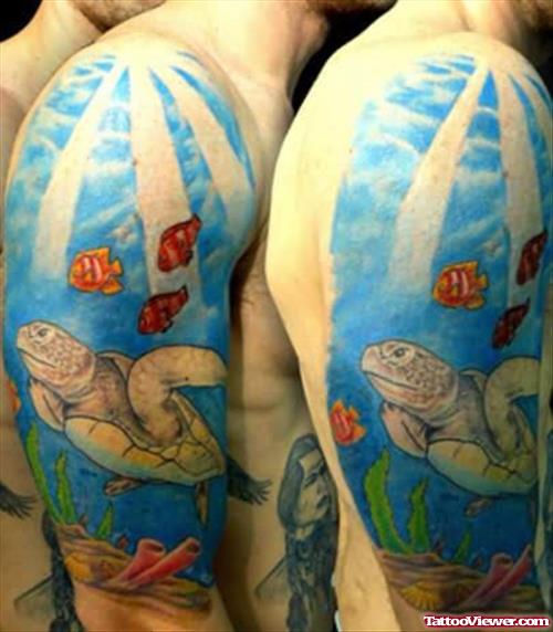 Turtle Tattoo In Sea