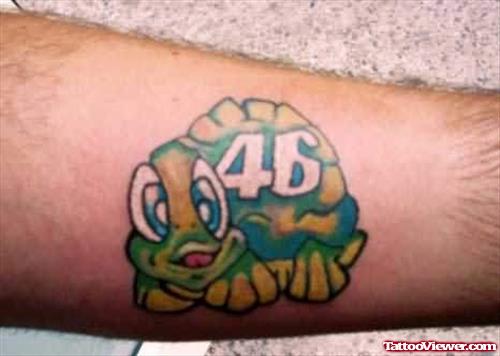 Cartoon Green Small Turtle Tattoo