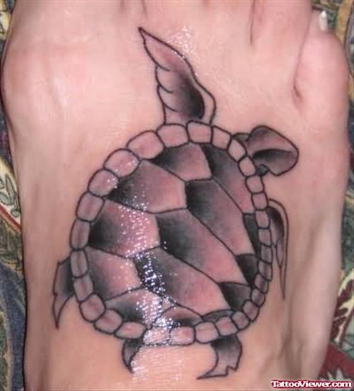 Wonderful Turtle Tattoo On Foot