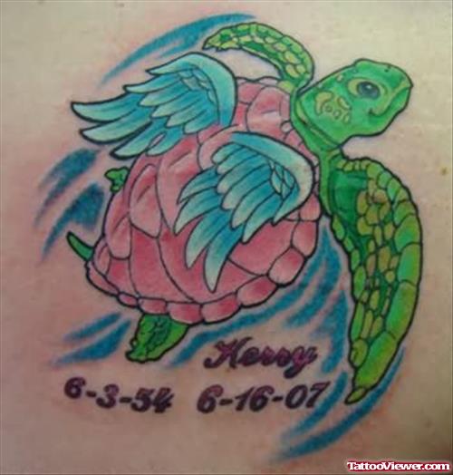 Sea Turtle With Wings Tattoo
