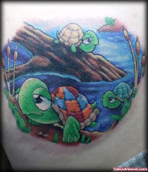 Turtles In Sea Tattoo