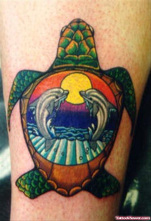 Turtle Tattoo On Leg