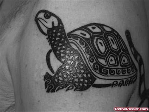 Black Ink Turtle Tattoo
