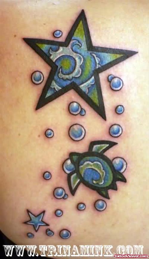 Tattoo and Design Turtle Star Bubbles